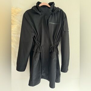 Sam Edelman black womens XL trench coat with hood